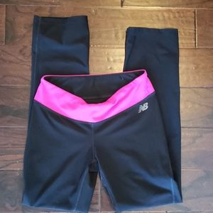 New Balance black pink waistband yoga pants medium